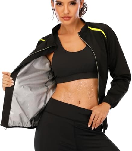 Image of SEXYWG Women Sauna Jacket Sweat Sauna Suit Long Sleeve Workout Tops Slimming Body Shaper with Zipper for Gym Exercise