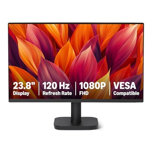 Image of Amazon Basics 23.8-inch Computer Monitor 120 Hz, FHD 1080P, HDMI, DP, VGA, VESA Compatible for Office,Home, Black
