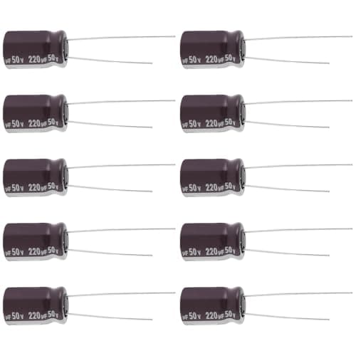 Image of The Lord of the Tools 10pcs 220UF 50 V Radial Capacitor UPW1H221MPD 16x10 mm for Audio Computer Motherboards