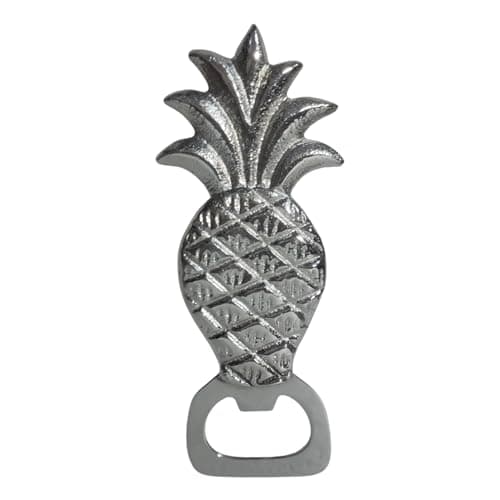 Image of Fenzo Pineapple Beer Bottle Opener, Vintage Antique Finish, Valentines Fathers Day Birthday Gifts for Men, Home Bar Accessories, Novelty Metal Funny Bottle Cap Opener Silver
