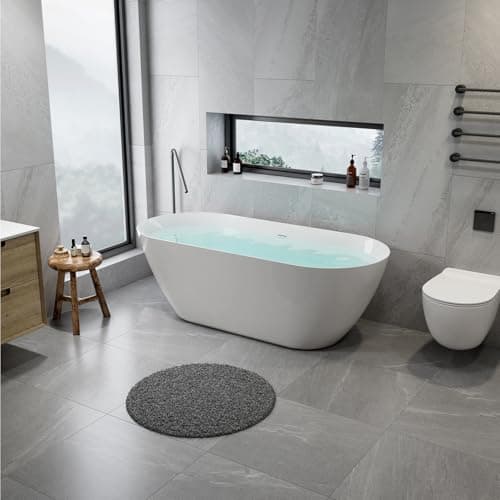 Image of Go Bathrooms White Freestanding Bath Double Ended Acrylic Bathtub 1700mm x 750mm Free Standing Bath Round