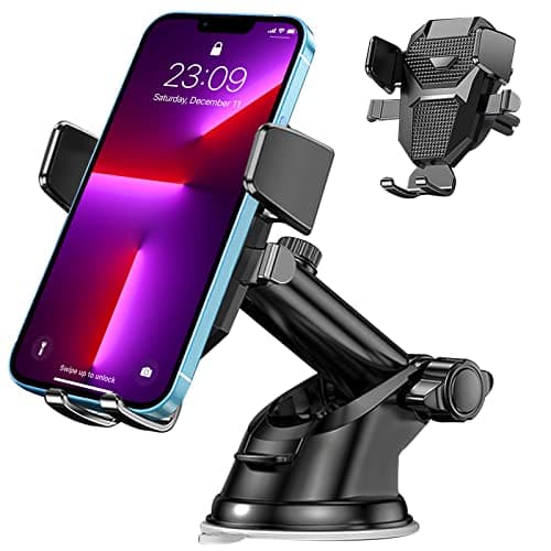 Image of Bnimtm Car Phone Holder 4 in 1 Universal Car Phone Mount Cradle Super Stable for Dashboard/Windscreen/Air Vent, One Button Release and 360° Rotation for All 4.7 to 6.5 inch Smartphones
