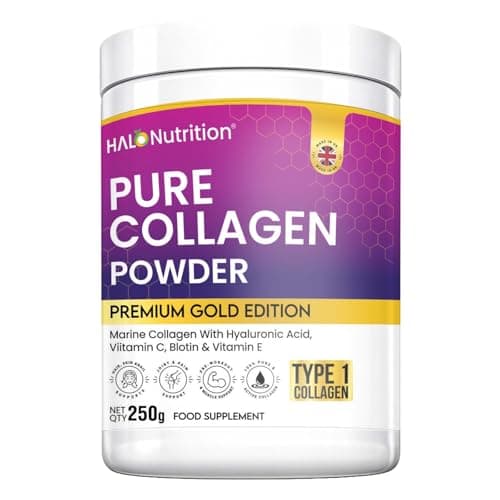 Image of Halo Nutrition Pure Collagen Powder Unflavoured 250g | Marine Collagen peptides Powder with Hyaluronic Acid, Vitamin C, Supports Hair, Skin, Nails, Beauty & Joint Support Supplement for Women & Men