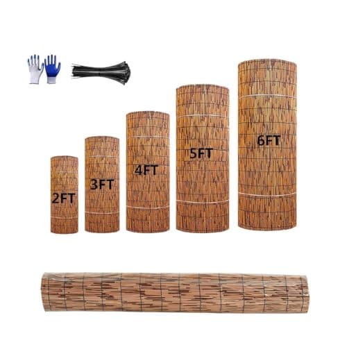 Image of Natural Fencing Rolls, Bamboo Privacy Screen, 1.6ft 2ft 3ft 4ft 6ft Bamboo Fence With Bundle Of Ties And Gloves, Screen Curtain Balcony Fence For Outdoor Backyard Patio