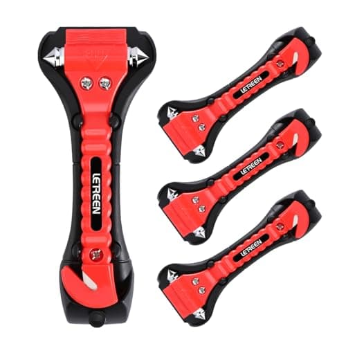 Image of LETREEN 4 Pack Car Emergency Escape Window Break Hammer Safety Seat Belt Cutter Tool, Car Safety Hammer with Sharp Seat Belt Cutter, Double-Ended Escape Life-Saving Hammer Tool