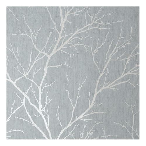 Image of Fresco Duck Egg Winter Tree Wallpaper | Duck Egg Tree Wallcovering | Eco-Friendly Wallpaper