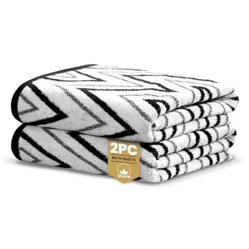 Image of Rapport Home Helix Bath Sheets 2 Pack | Mono Black | 90x140cm | Luxurious 500GSM 100% Cotton | Oeko-Tex Certified Absorbent & Soft Bathroom Towels