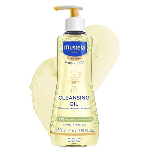 Image of Mustela - Cleansing Oil with Organic Avocado Oil and Natural Glycerin - Nourishing Oil for Dry Skin - Gentle Baby Oil for Face, Body, and Hair - Protects Against Drying Effects of Hard Water - 500 ml