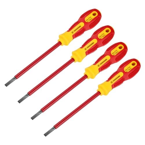 Image of sourcing map 4pcs 1000v Insulated Electrician Screwdriver 6x150mm CR-V Magnetic Slotted Flat Head Insulation Screwdrivers