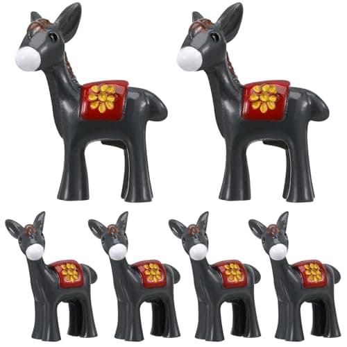 Image of HOOWIFFY Donkey Tiny 20pcs Cartoon Mini Adorable Resin Figurines Animal Decor Decoration Collectible Ornaments for Lawn Landscape and Cake for Home and Garden