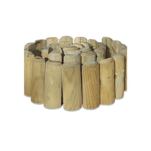Image of AAMEN Wooden Border Edging, Log Border Rolls, Outdoor Garden Lawn Edging, Garden Fence, 1.8m x 15cm