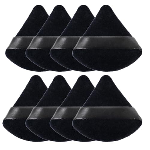 Image of ZHIYE 8pcs Triangle Powder Puffs, Reusable Face Makeup Puff, Multifunctional Facial Makeup Tool Wet, Dry Dual-Use Makeup Sponge for BB CC Cream Liquid Foundation(BLack)