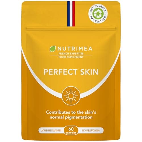 Image of PERFECT SKIN - Tanning Accelerator Tablets - Natural Sun Protector - Bronzed Glow - 60 vegan capsules - Beta Carotene and Burdock - French Expertise - Nutrimea