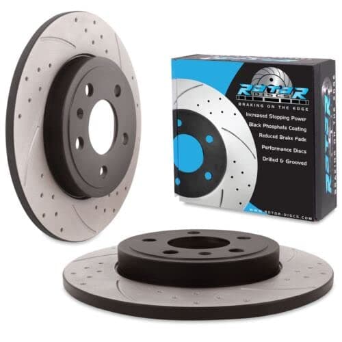 Image of Direnza Rear Grooved Drilled 288mm Brake Discs Compatible with Audi A4 B7 3.0 TDI 3.2 Fsi 1.8T TFSI