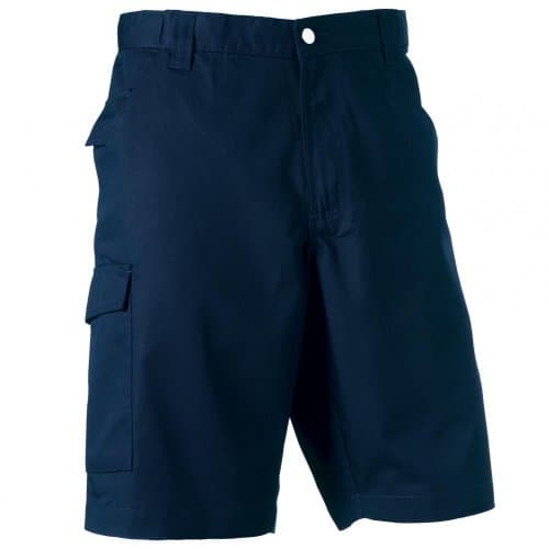 Image of Russell Collection Poly/Cotton Twill Workwear Shorts Black Grey Green Khaki Navy
