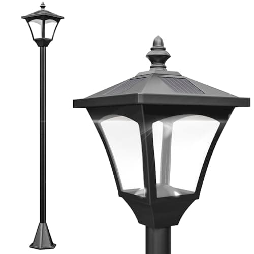 Image of Outsunny Outdoor Garden Solar Post Lamp Photosensitive LED Lantern Bollard Pathway 1.2M Tall – Black