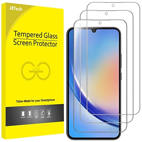 Image of JETech Screen Protector for Samsung Galaxy A34 5G 6.6-Inch, 9H Tempered Glass Film, Anti-Scratch, HD Clear, 3-Pack