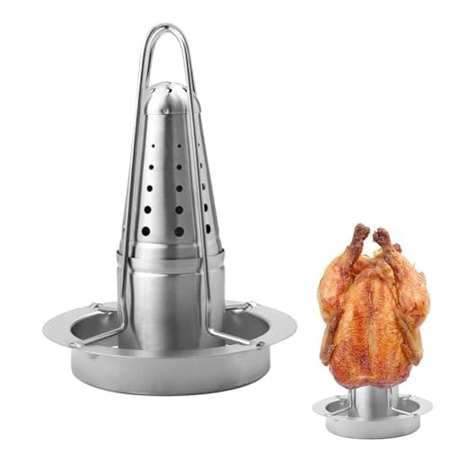Image of SHZMJL Beer Can Chicken Holder, Vertical Chicken Roaster Rack, 7 Inch x 9 Inch Stainless Steel Poultry Roaster Cooker for Grill Oven BBQ, All-Around Airflow, Quick Heat Absorption