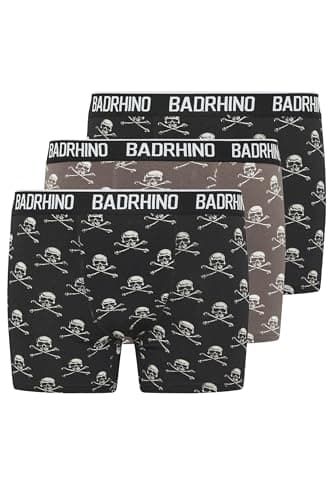 Image of BadRhino Big & Tall 3 Pack Skull Boxers - Men's - Plus Size Curve Black