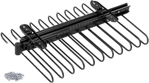 Image of Emuca - Pull-out trouser rack for wardrobe, pull out trouser hanger for 11 pairs of trousers, Black painted, Steel