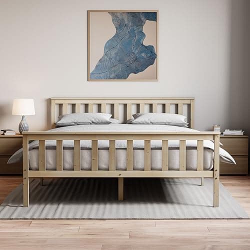 Image of Vida Designs Milan King High Foot End Bed Frame | Pine | 5ft | Solid Pine Wood | Under-Bed Storage Space | Easy Assembly | Rustic Design | Bedroom Furniture
