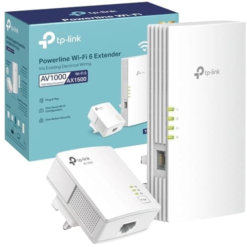 Image of TP-Link TL-WPA7817 KIT AV1000 Powerline Adapter, AX1500Mbps WiFi 6 Internet Booster, 300 Meters Range, EasyMesh, Gigabit Ethernet Port, Flexibly Create Whole Home Mesh WiFi Extender, Plug & Play