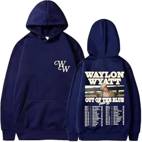 Image of Cditoia Hoodie for Women Men Printed Singer Waylon Merch Wyatt Album Tour Casual Pullover Unisex Long Sleeve Sweatshirt Tops-Blue||l