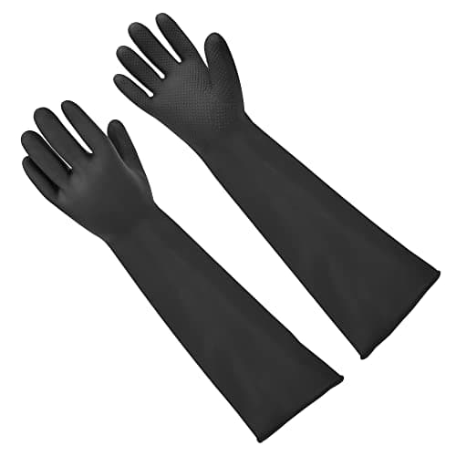 Image of 18" Rubber Gloves Reusable Heavy Duty Latex Gloves Chemical Resistant Protective Gloves PPE Industrial Safety Work Long Gauntlets Gloves, Waterproof, Resist Strong Acid, Alkali and Oil, Non-Slip