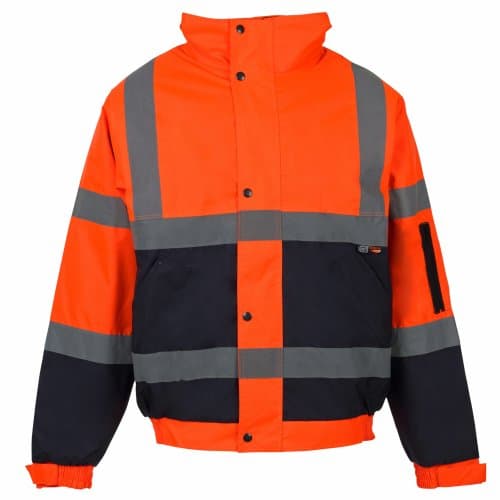 Image of Supertouch 35584 HI-VIS 2-Tone Bomber Jacket - Orange/Navy Blue