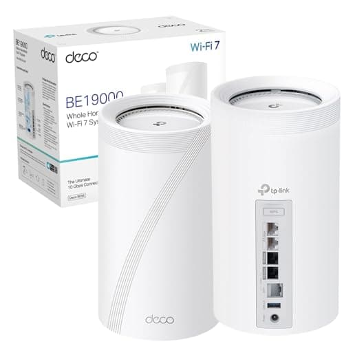 Image of TP-Link Deco BE85(2-pack) Tri-Band BE19000Mbps Whole Home Mesh WiFi 7 System, Quad-Core CPU WiFi Extender Booster, Ultra-Fast 2x 10 Gbps Wired WAN/LAN Ports, 320 MHz Channels, 4K-QAM, HomeShield