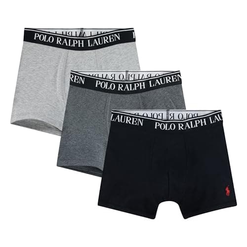 Image of POLO RALPH LAUREN boys Boys' Multi-pack Boxer Briefs, Grey/Black 3-pack, XL