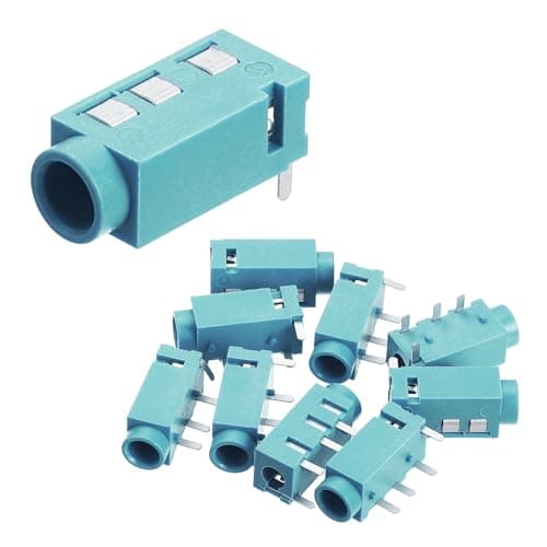 Image of sourcing map 30Pcs Stereo Jack Socket, 1/8" 3.5mm 4 Pin PJ-320A PCB Mount Female Socket Headphone Audio Connector for Microphone, Earphone, Media Player, MP3/MP4 Player, Green