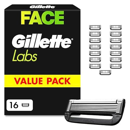 Image of Gillette Labs Razor Blades Men, Pack of 16 Refills, Compatible with GilletteLabs with Exfoliating Bar and Heated Razor, Mens Shaving Blades