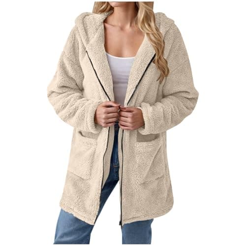 Image of NSICBMNO Beige Winter Coats For Women Uk, Faux Fur Coat, Red Jumper Plain, Personalised Hoodie, Long Line Hoodies For Women Uk, Womens Jackets Size 16, Trench Coats Sweatshirt Longline