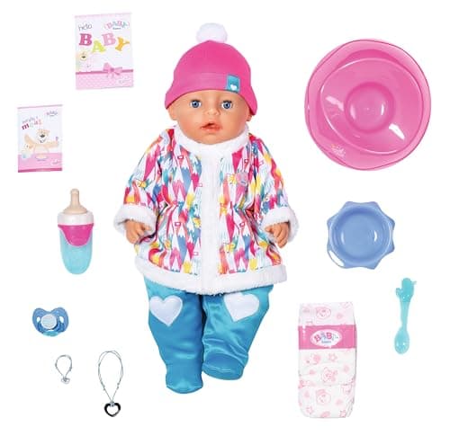 Image of BABY Born Soft Touch Wintertime Girl, 43 cm Baby Doll with 9 Functions and Accessories with Snowsuit, for Children from 3 Years, Works without Battery, 831281 Zapf Creation