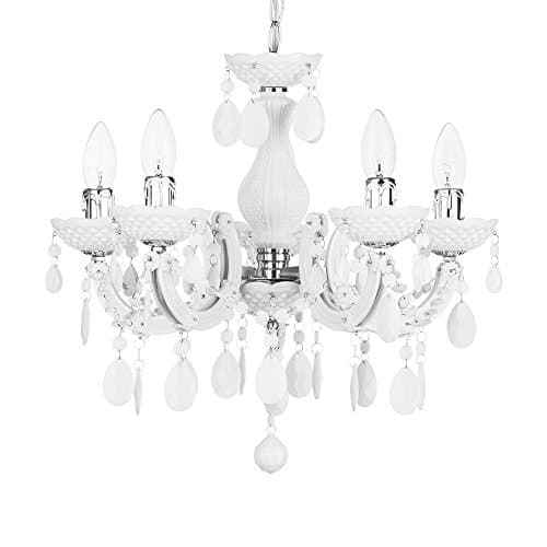 Image of LITECRAFT Marie Therese Chandelier Ceiling Light Crystal Effect 5 Arm - (White)
