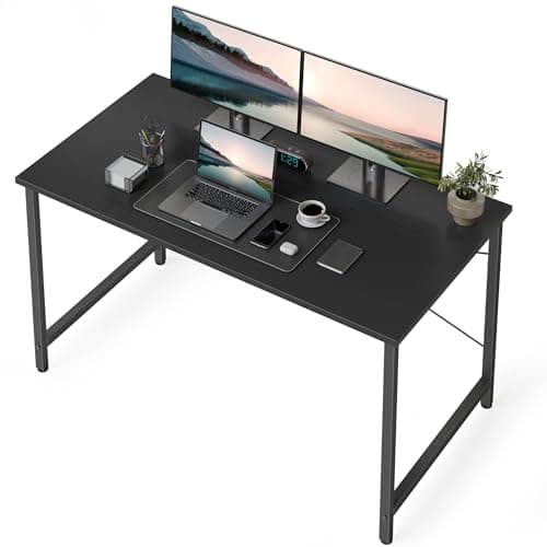 Image of CubiCubi Computer Desk 120 x 48 x 75 cm Home Office Laptop Desk Study Writing Table, Modern Simple Style, Black