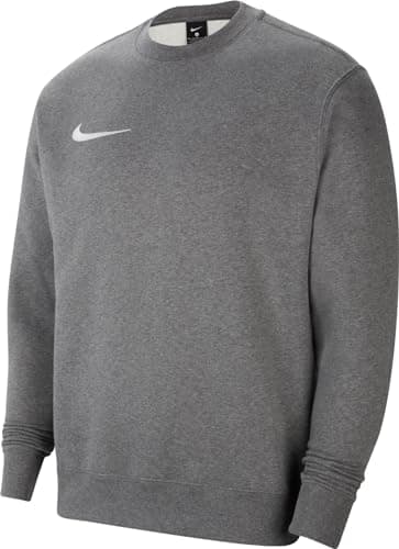 Image of Nike CW6902-071 M NK FLC PARK20 CREW Sweatshirt Men's CHARCOAL HEATHR/WHITE Size L