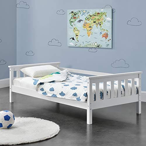Image of [en.casa] Children's bed Nuuk with storage space 80x160 cm youth bed up to 70 kg with slatted frame Bunk bed pine wood White
