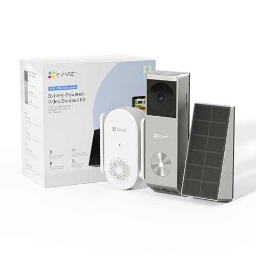 Image of EZVIZ 2K Video Doorbell Camera Wireless, 2.4GHz Wi-Fi, No Subscription, AI Human Package Detection, Colour Night Vision, 5200mAh Battery Capacity with Solar Panel, IP65 Waterproof (EP3X Pro Chime Kit)