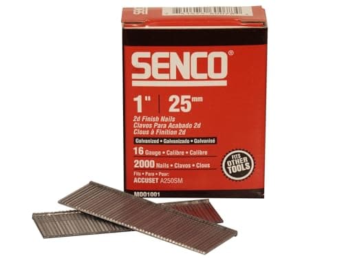 Image of Senco Straight Brad Nails Galvanised 16G x 25mm (Pack 2000), Applications Include Furniture and cabinets, molding and Trim, Baseboard, Chair Rail
