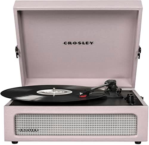 Image of Crosley CR8017B-AM Voyager Vintage Portable Vinyl Record Player Turntable with Bluetooth in/out and Built-in Speakers, Amethyst