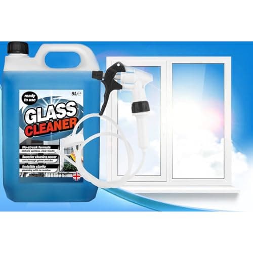 Image of 5L Glass Cleaner No Streak Formula Superior Cleaning Power Complete With Long Hose Trigger (1)