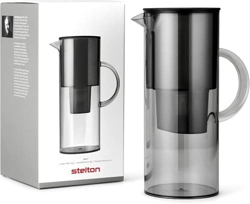 Image of Stelton EM77 Water Filter Jug 2L Smoke - Erik Magnussen Design, Reduces Hardness & Impurities for Better Tasting Drinking Water, No More Heavy Bottles