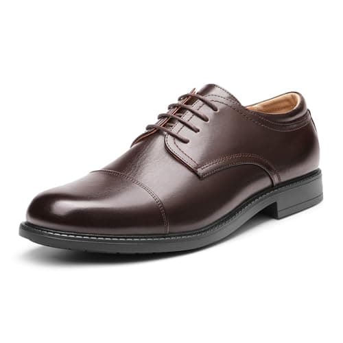 Image of Bruno Marc Men's Lace Up Formal Dress Shoes Brogues Derby, Comfortable Leather Shoes for Men,Size 8,Dark/Brown,DOWNING-01
