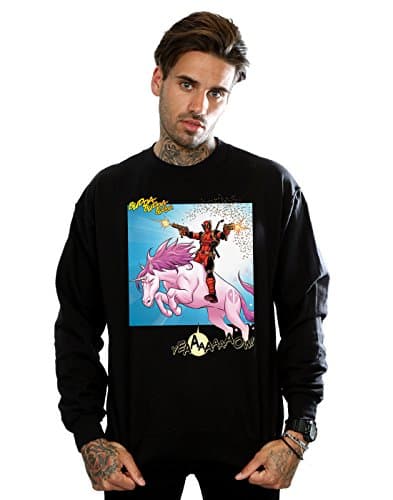 Image of Marvel Men's Deadpool Hey You Sweatshirt Black Medium