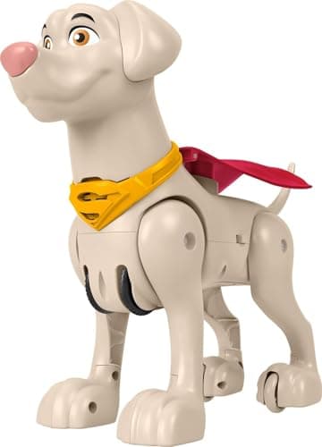 Image of DC Comics Fisher-Price DC League Of Super-Pets Krypto Toy, 14 inches long, Authentic Movie Figure With Sounds Phrases & Motorized Motion, Rev & Rescue, HGK99
