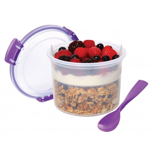 Image of Sistema Breakfast To Go Rectangular Purple 530ml Medium Minimalist Snap Lidded Cylindrical Food Storage Container