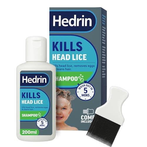 Image of Hedrin Head Lice Shampoo and Comb Kit, Kills Head Lice and Eggs in 5 Minutes, 8 Treatments, Clinically Tested, Suitable for Adults and Children, 200ml, (Formerly All-in-One - Packaging May Vary)