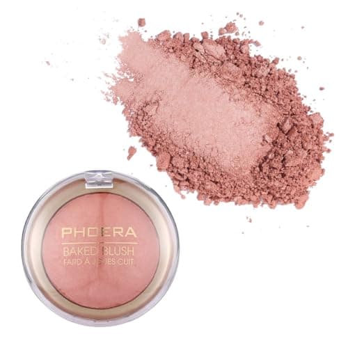Image of Phoera Baked Powder Blush – Richly Pigmented & Buildable, Multi-Tonal Mineral Blush for a Youthful Glow, Satin & Shimmery Shades, Available in 6 Shades (204 Peach, One Size)